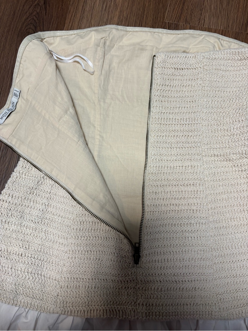 Anthropologie Mon Renn Cream Strapless Crochet Knit Mini Dress NWOT - Picture 14 of 15